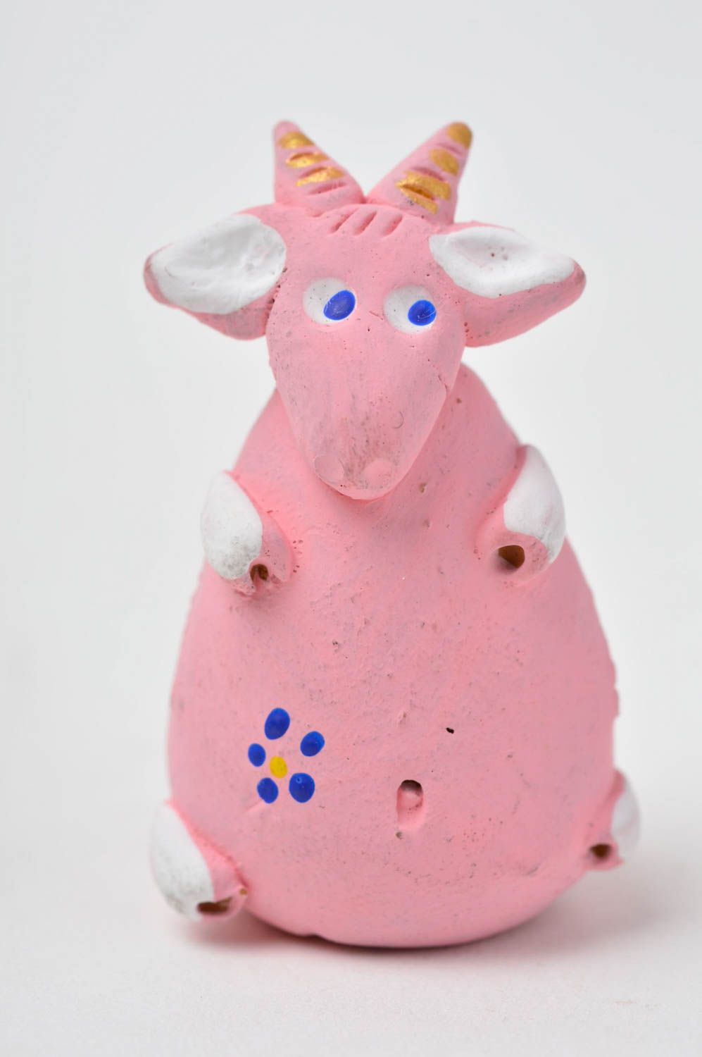 Визитница ручной работы розовая коза керамический декор настольная подставка фото 2