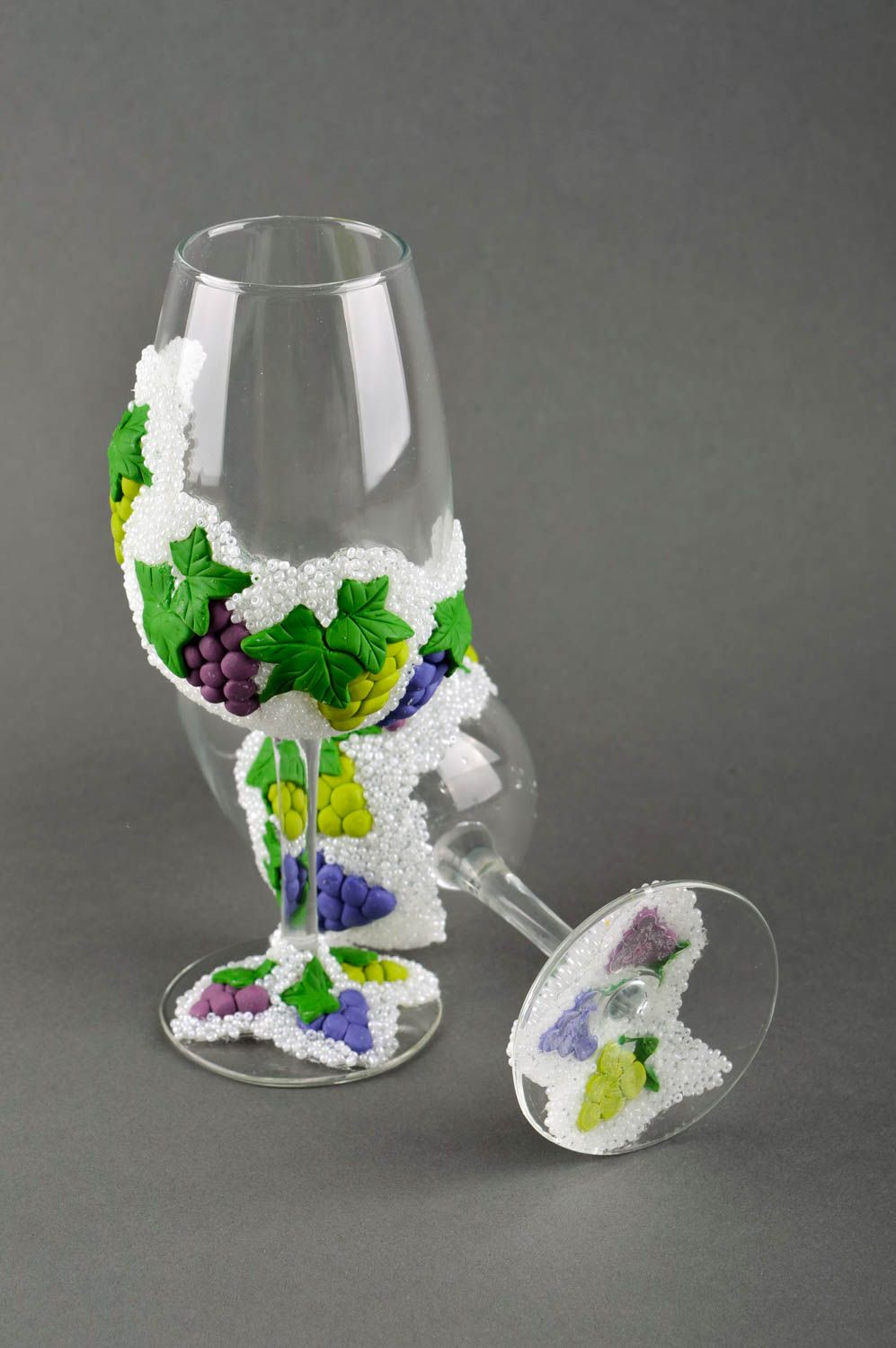 Unusual handmade wine glass design decorative glass ware gift ideas 2 pieces photo 2
