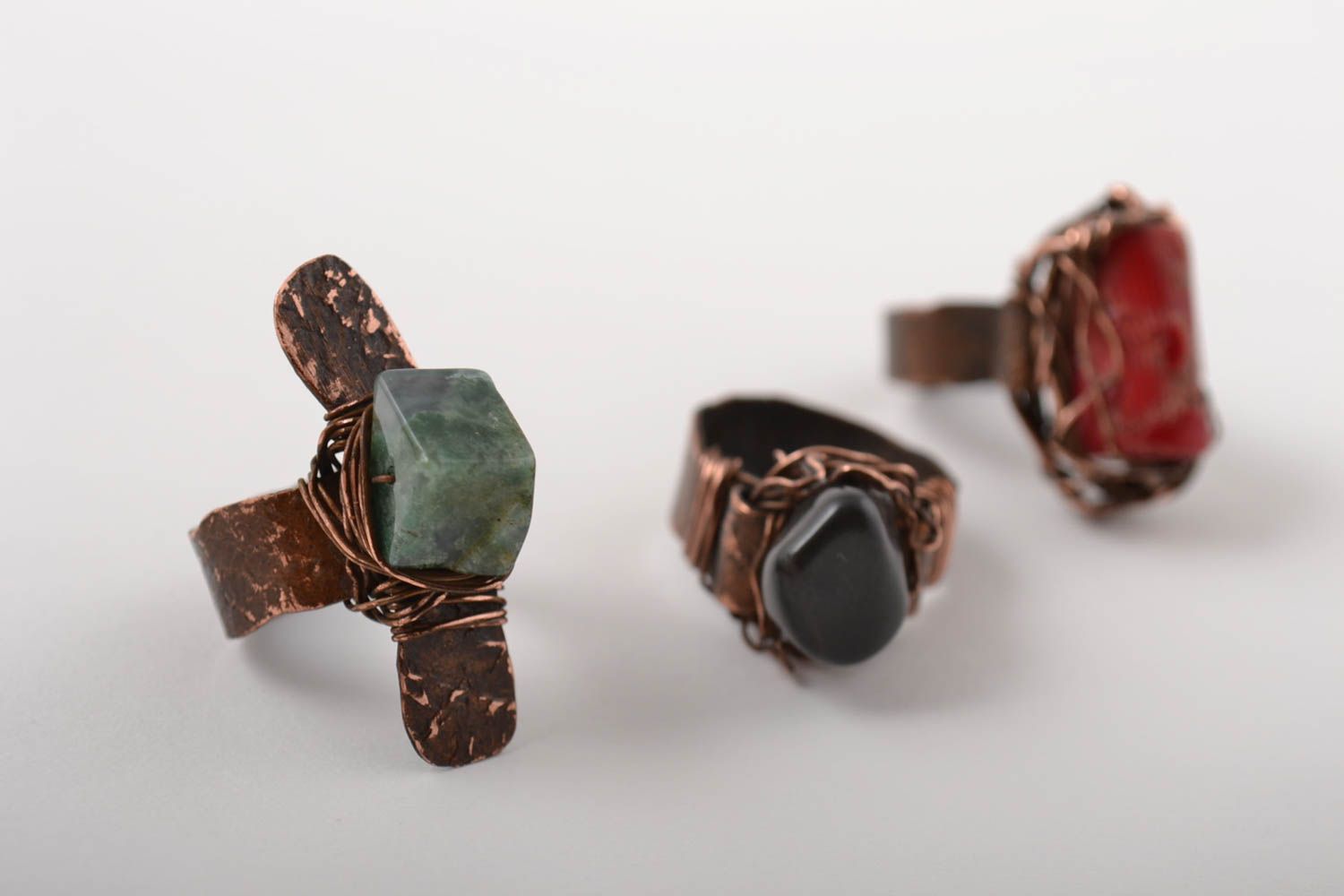 Conjunto de anillos de cobre hechos a mano accesorios de moda bisutería de mujer foto 3