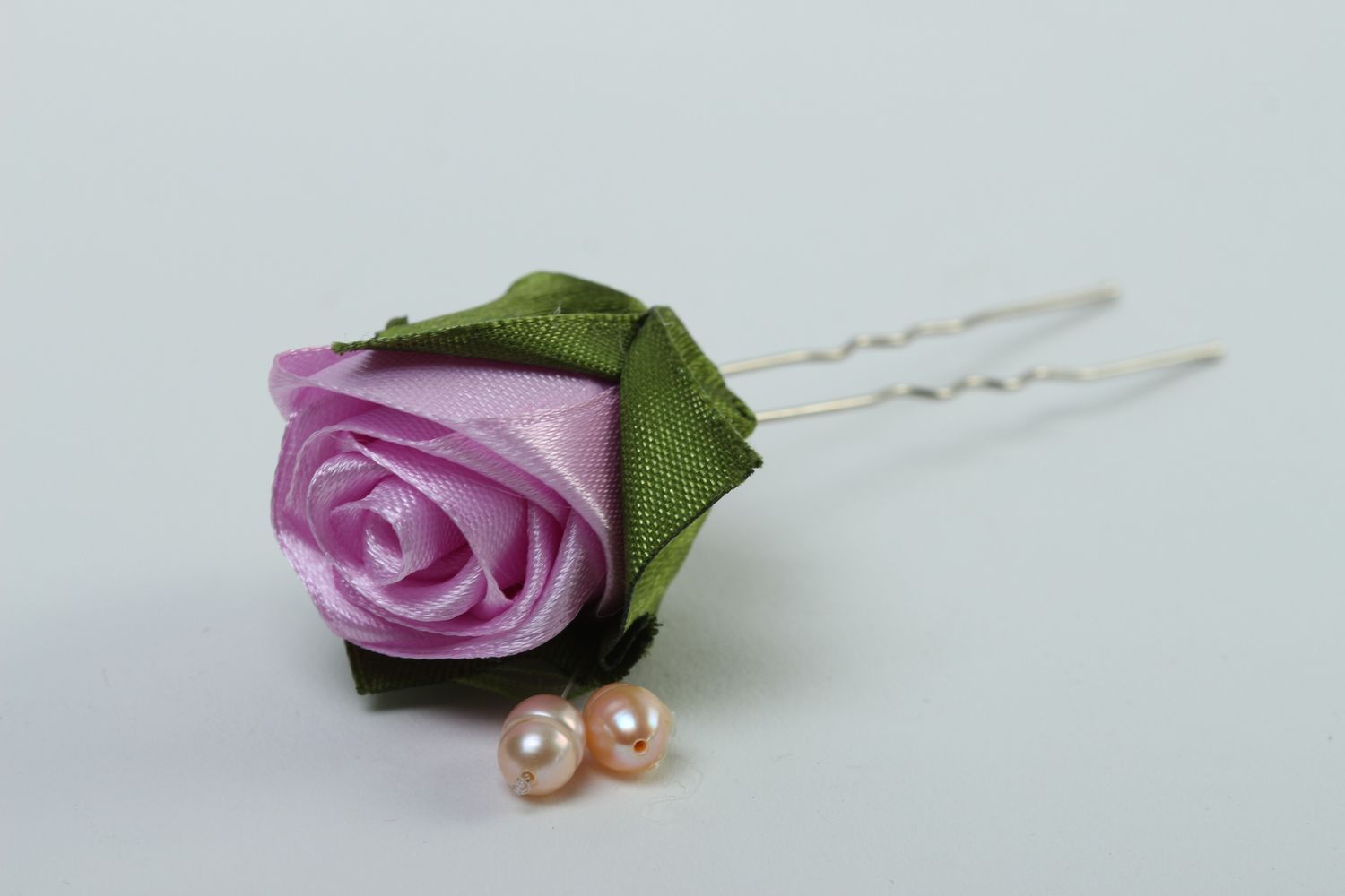 Violette Blumen Haarnadel handgemachter Schmuck Haar Accessoire mit Perlen foto 3