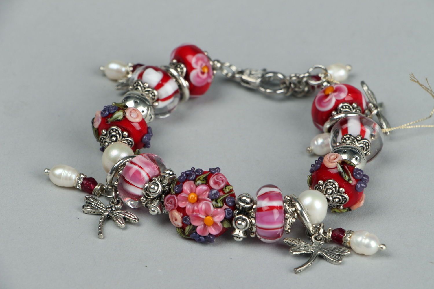 Bracelet made of decorative glass August photo 3