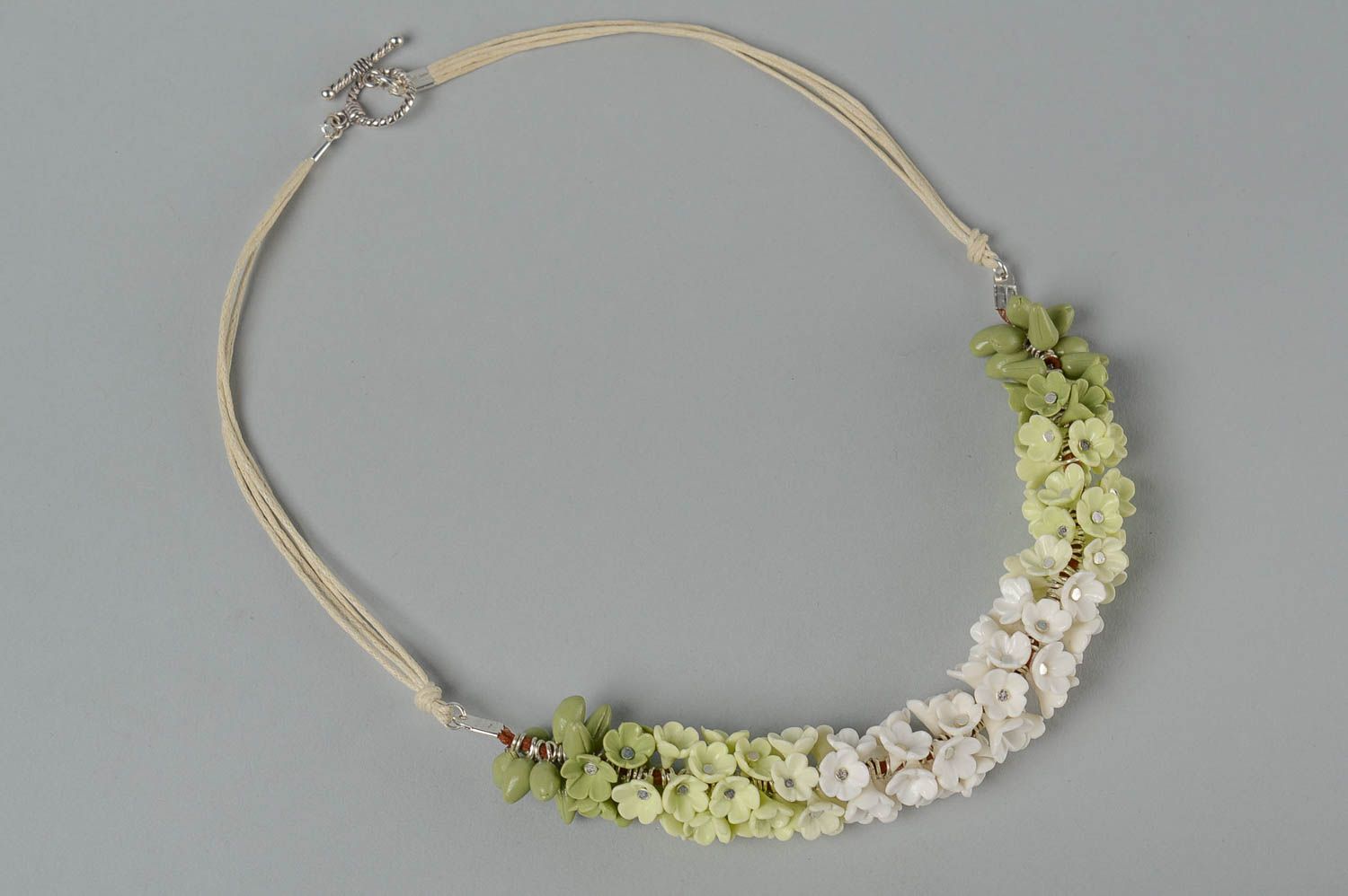 Handmade Damen Collier grüne Blumen Modeschmuck Halskette Accessoire für Frauen foto 2