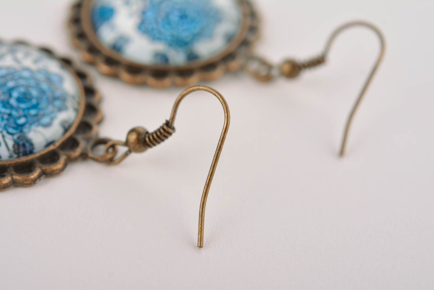 Glass female earrings round summer earrings beautiful jewelry elegant gift photo 5