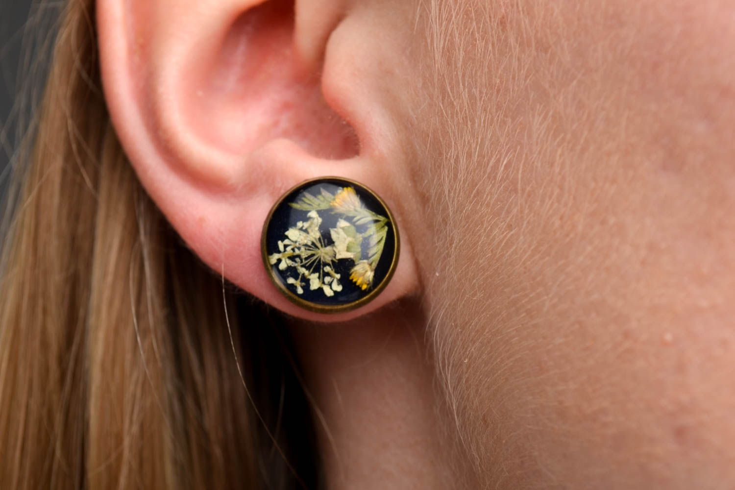Handmade designer earrings unusual flower earrings epoxy resin jewelry photo 1