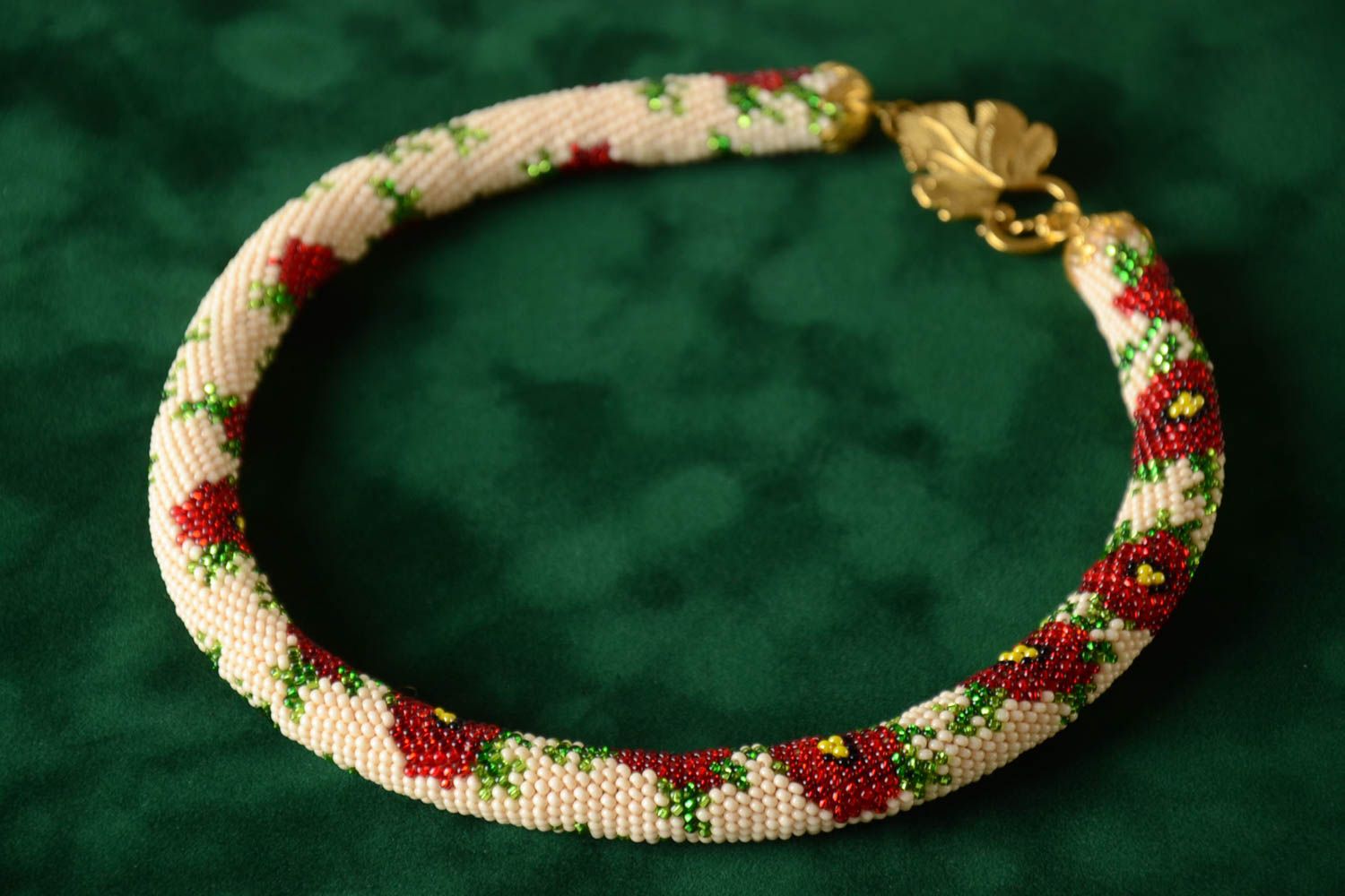 Collier en perles de rocaille Bijou fait main motif floral Cadeau femme photo 1