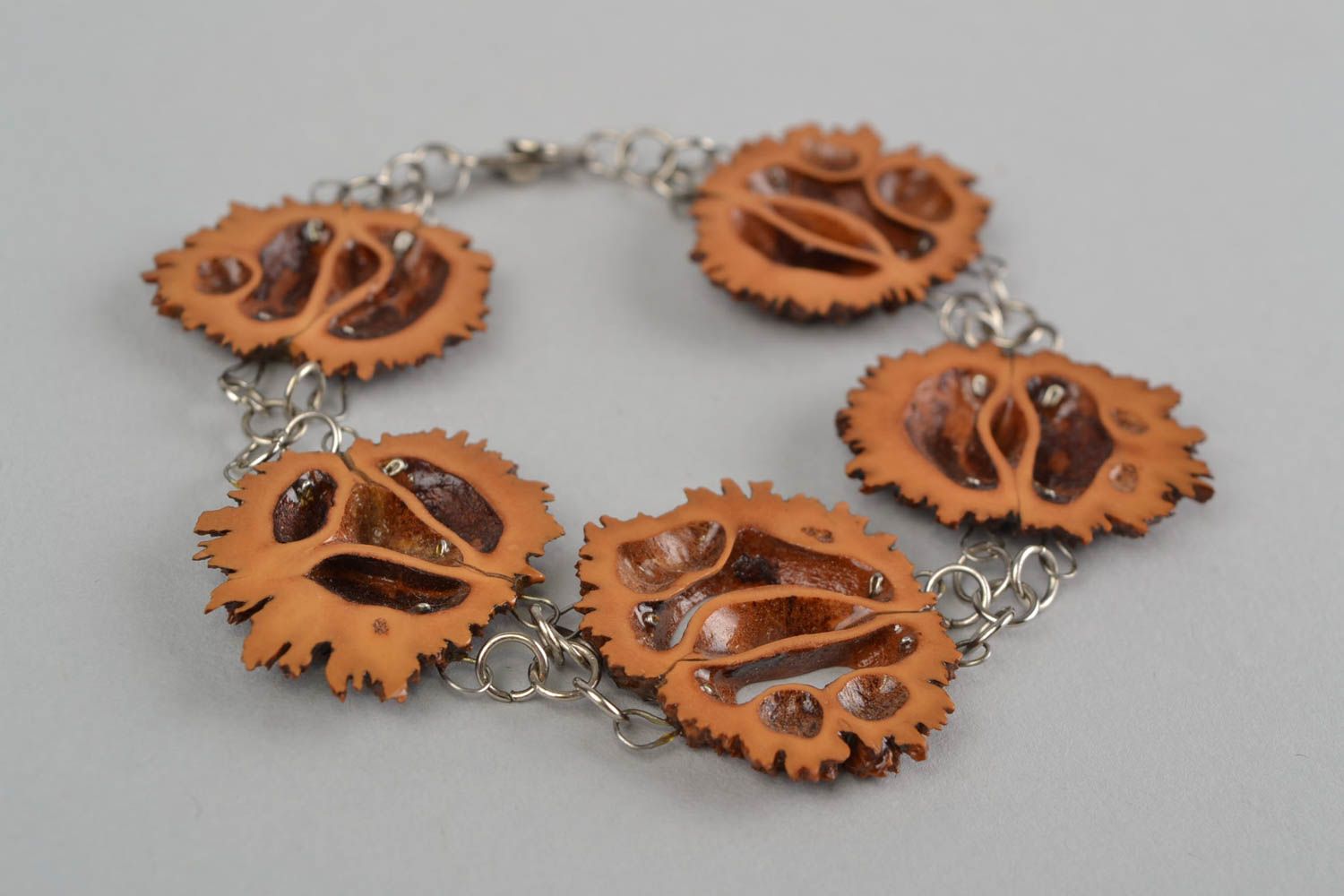 Beautiful handmade walnut bracelet botanical jewelry fashion accessories photo 1