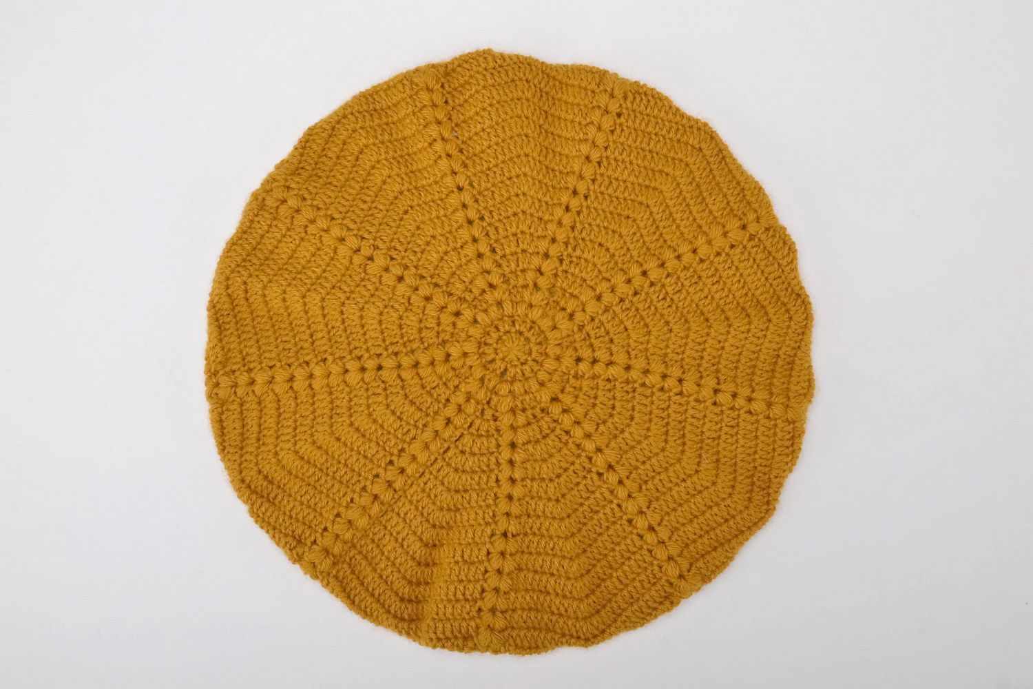 Mustard knitted beret photo 4