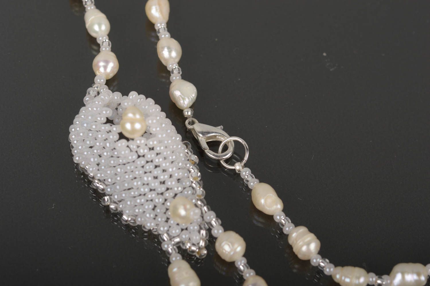Handmade beaded necklace pearl necklace wedding jewelry bridal outfit photo 3