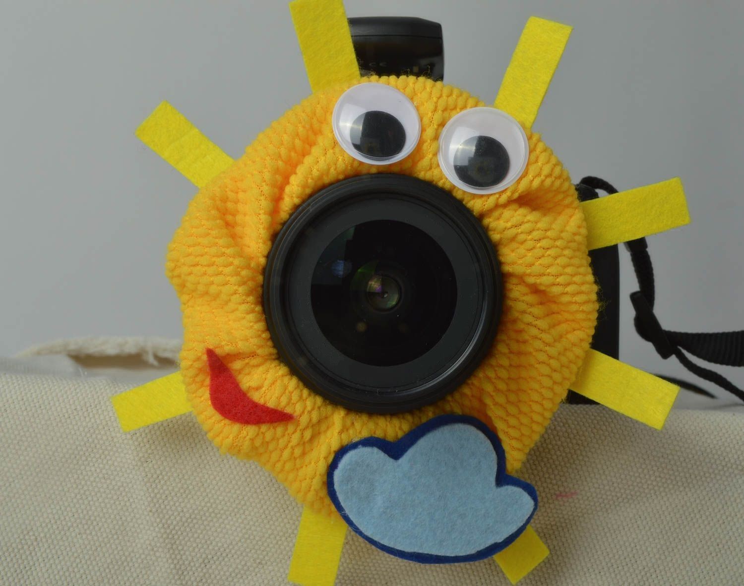 Handmade bright toy for camera lens stylish decor for camera unusual toy photo 1