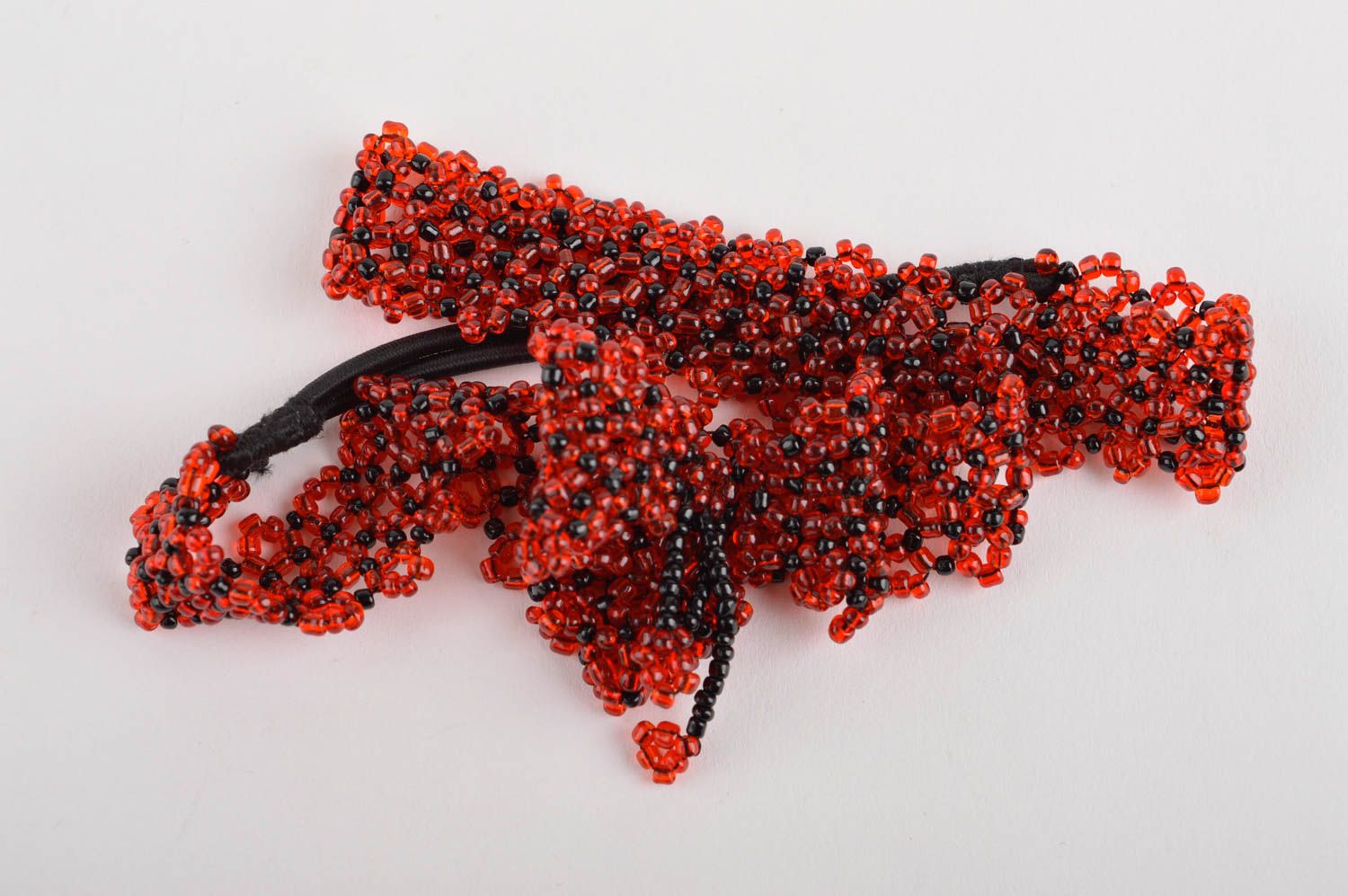 Rotes Haarband mit Perlen handgemachter Schmuck  Accessoire für Haare  foto 4