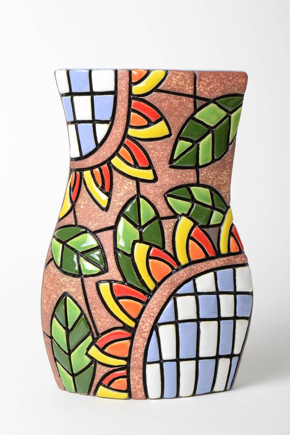 Vase en céramique fait main peint de colorants 1.5 litres décoration originale photo 2