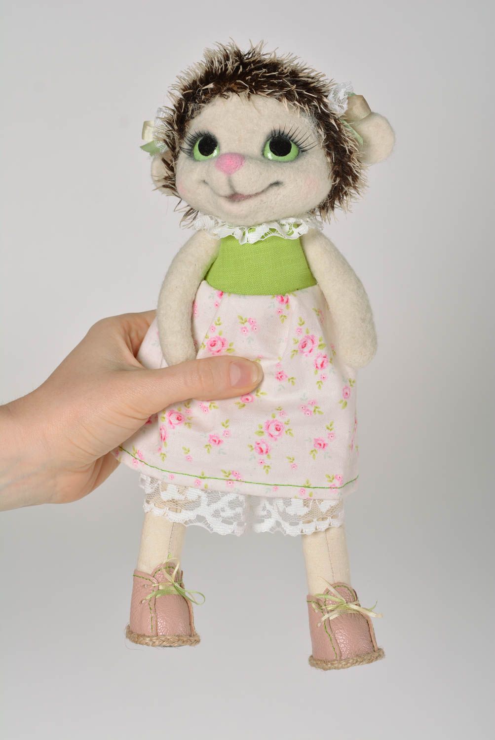 Handmade decorative felted doll interior toy cute doll present for children photo 3