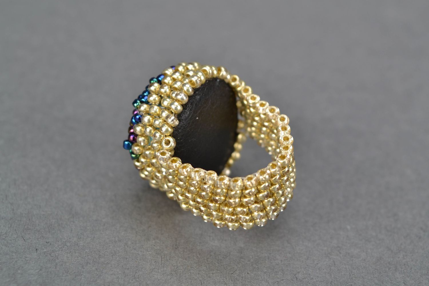 Handmade beaded ring with Murano glass photo 4