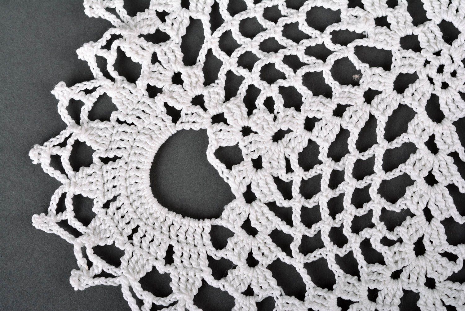 Handmade openwork napkin crocheted kitchen textile stylish elegant napkin photo 3