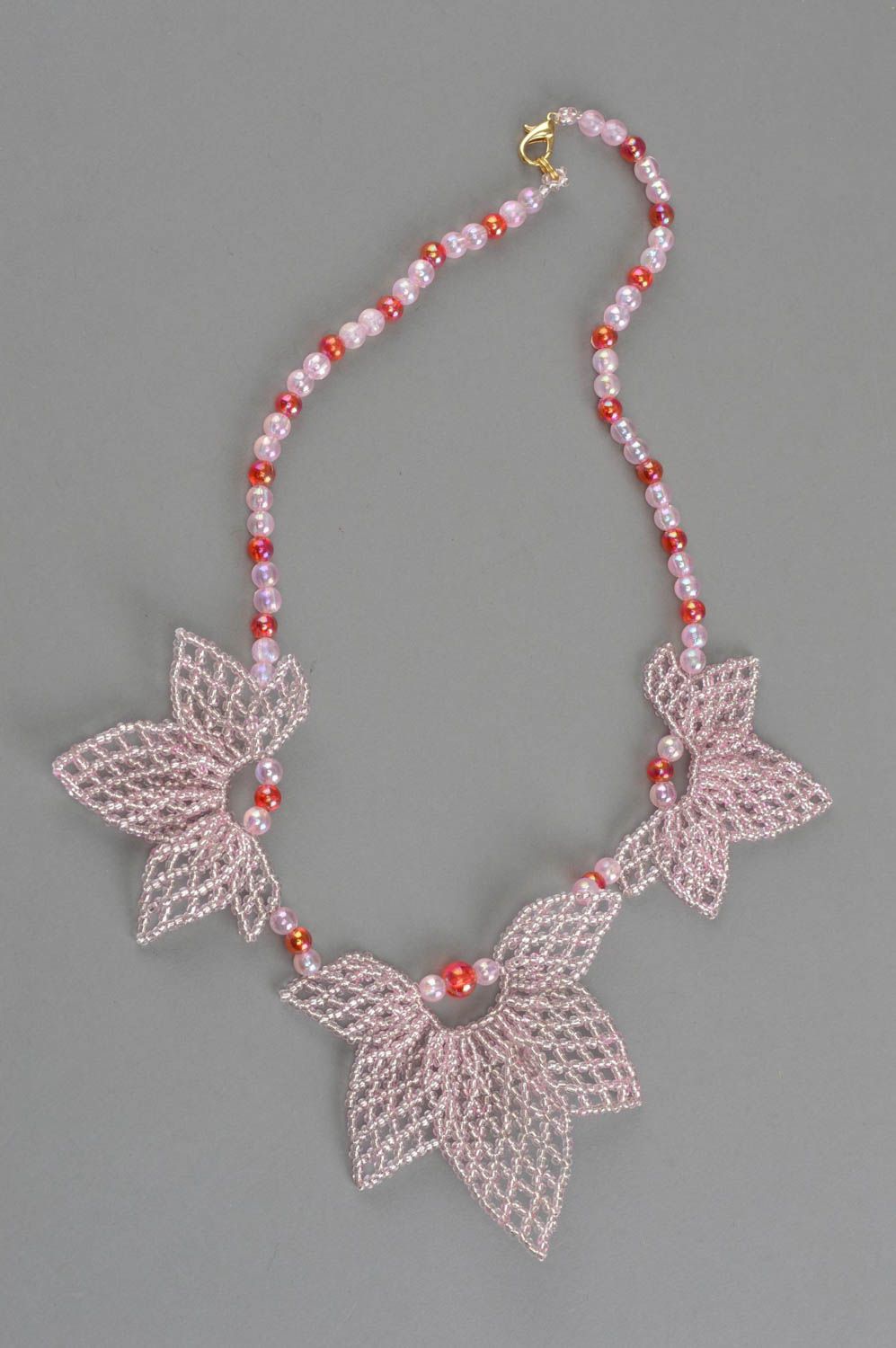 Beaded handmade necklace handmade accessory for girls evening jewelry photo 2