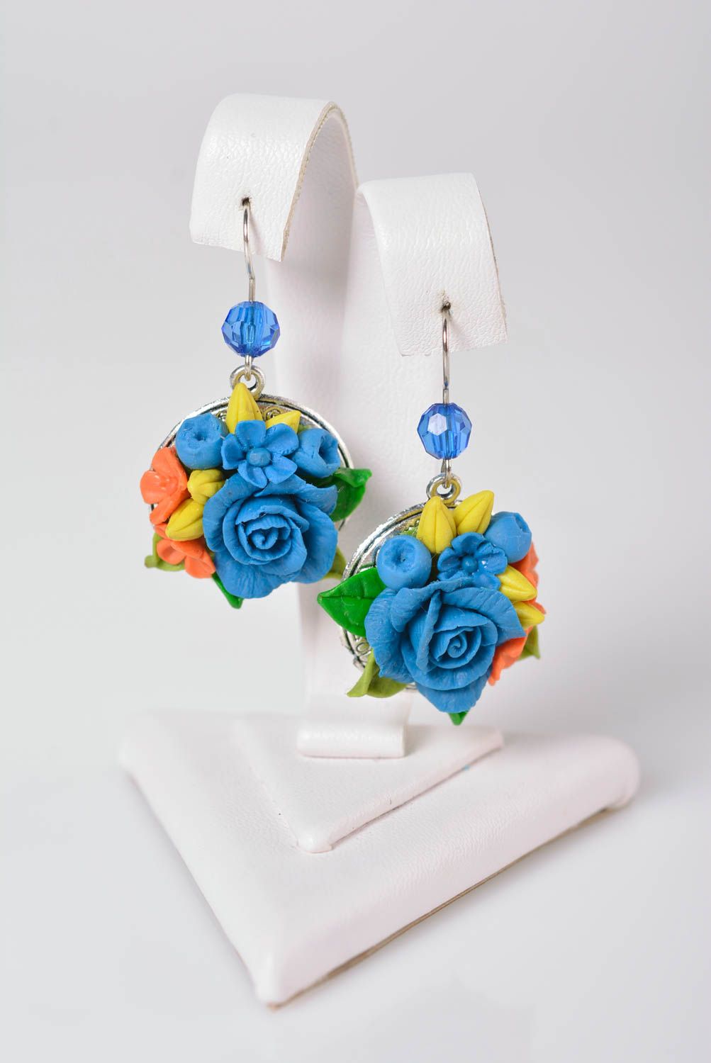 Stilvolle Blumen Ohrringe handmade lange Ohrringe Accessoire für Frauen schön foto 1