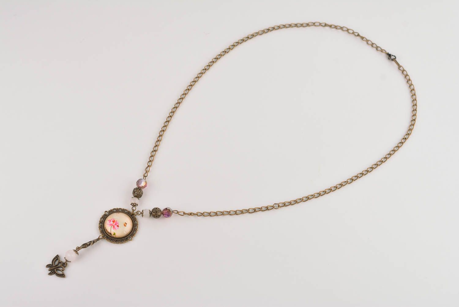 Unusual handmade glass pendant metal necklace metal jewelry designs gift ideas photo 4