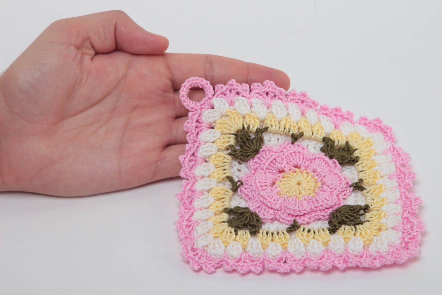 Stylish handmade pot holder unusual crochet potholder kitchen design gift ideas  photo 5
