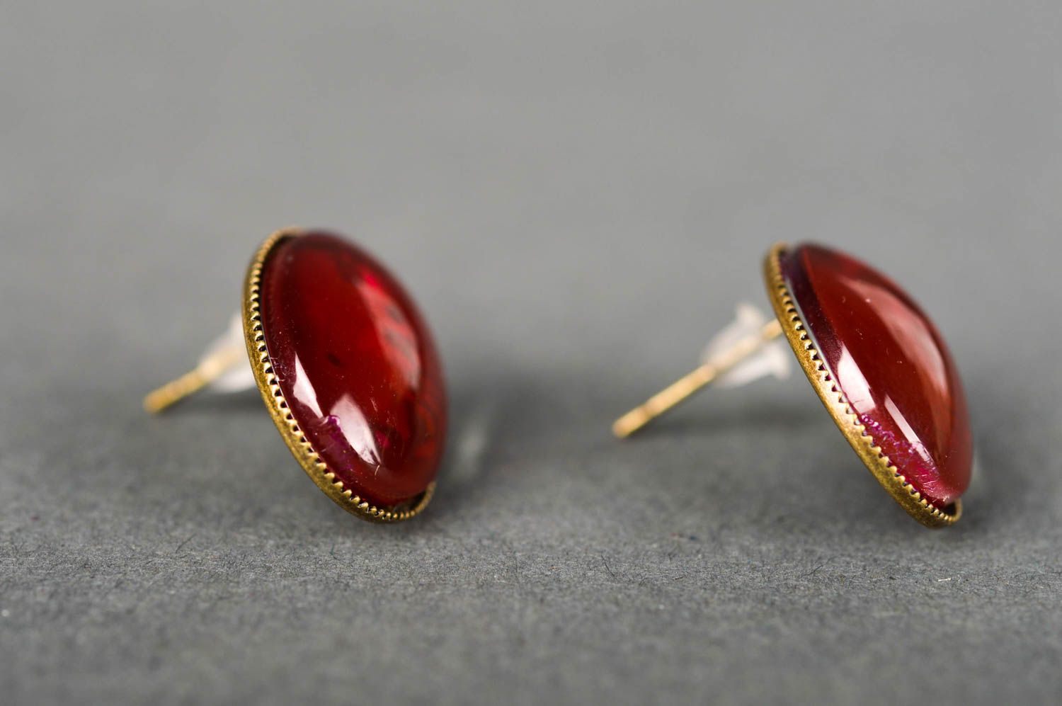 Handmade designer stud earrings beautiful elegant jewelry deep red earrings photo 5