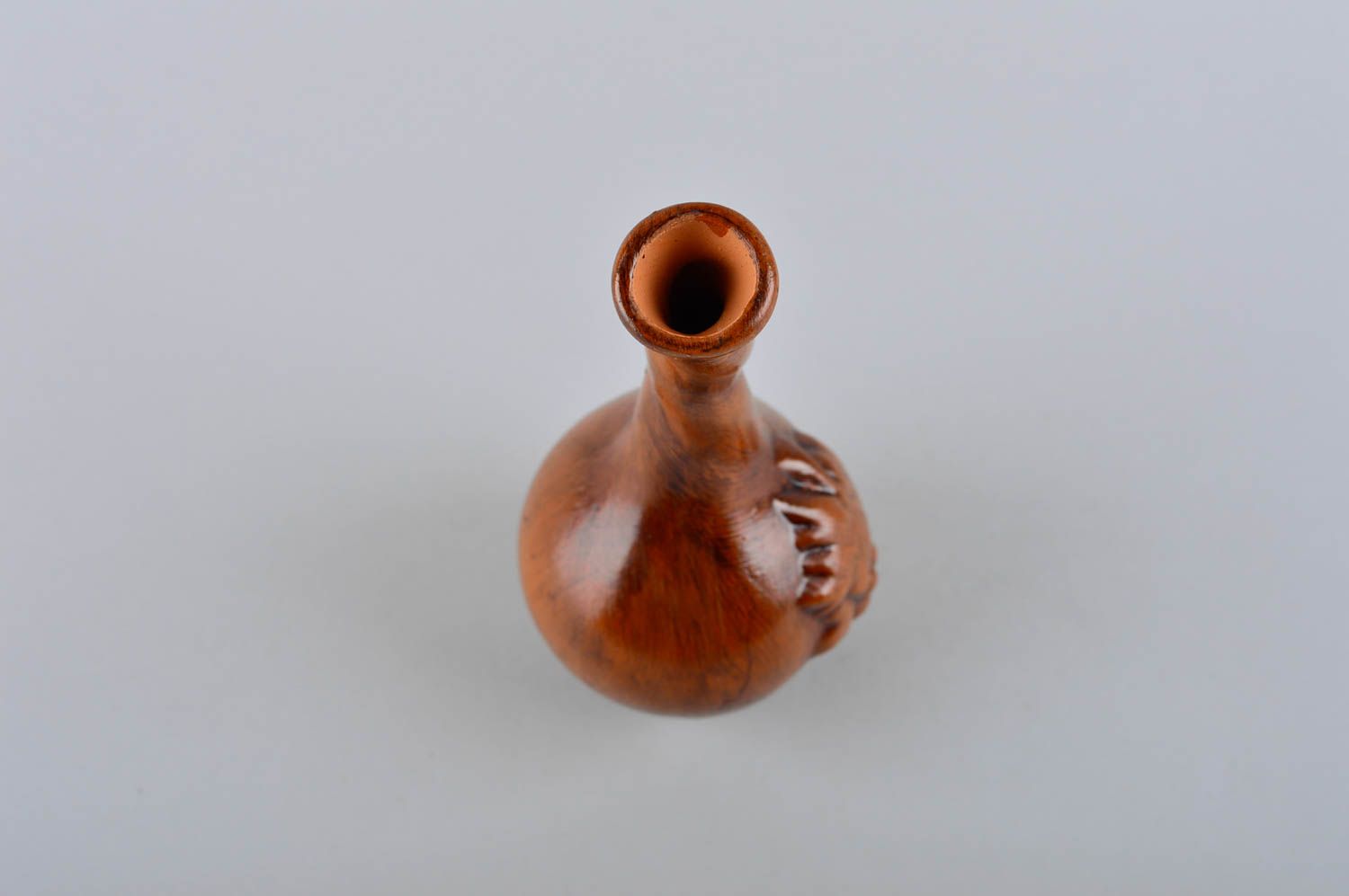 10 oz ceramic handmade wine decanter in classic brown color 6 inches, 0,25 lb photo 4