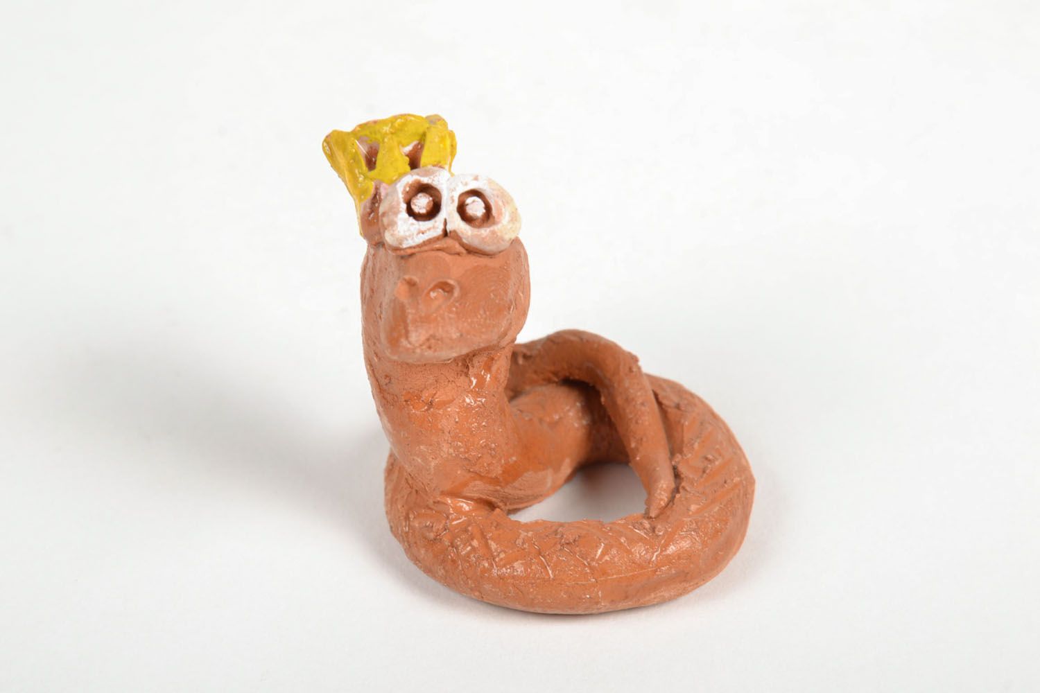 Statuetta serpente in argilla fatta a mano figurina decorativa in ceramica 
 foto 3