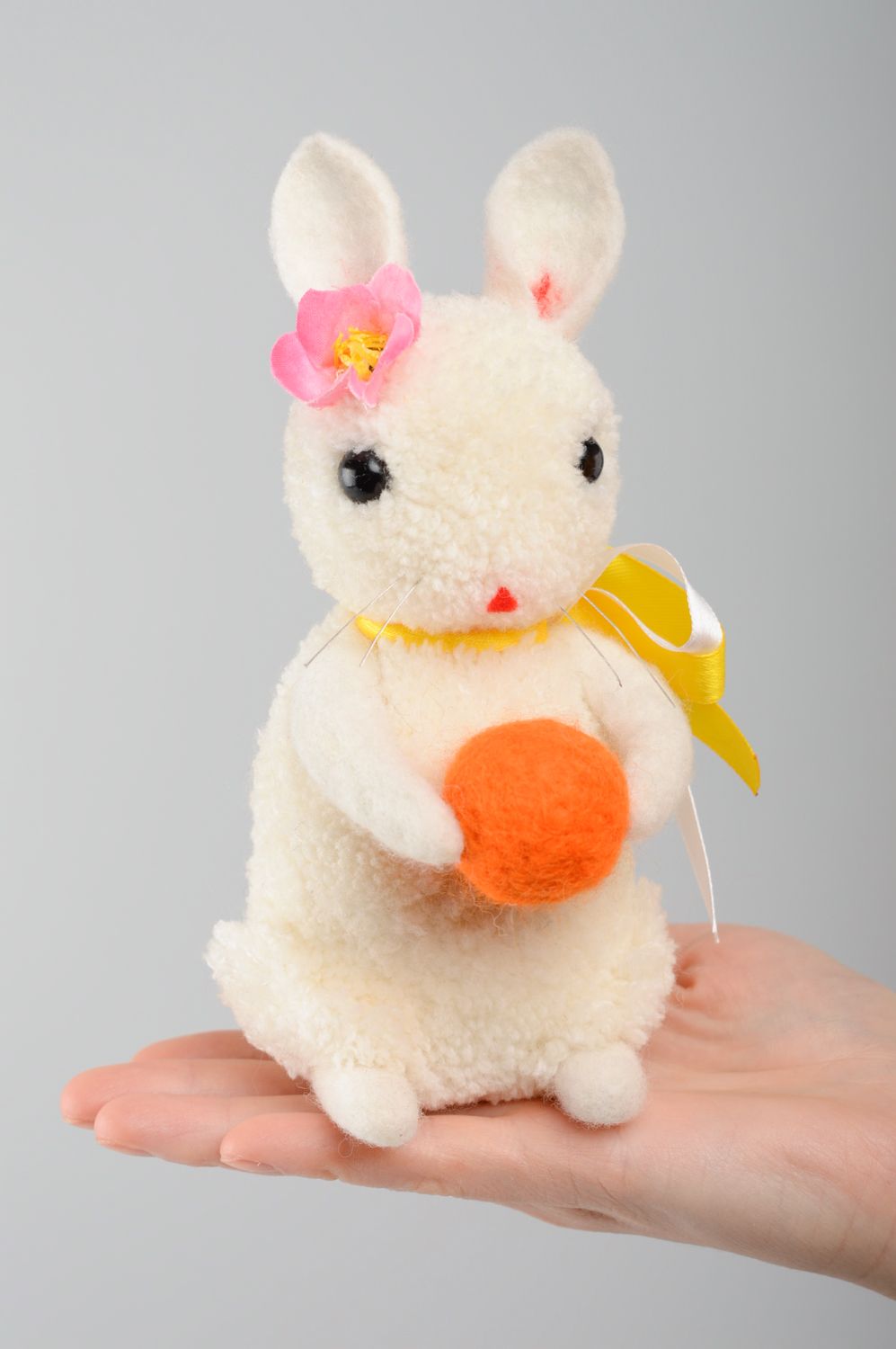 Handmade pom pom toy rabbit photo 3