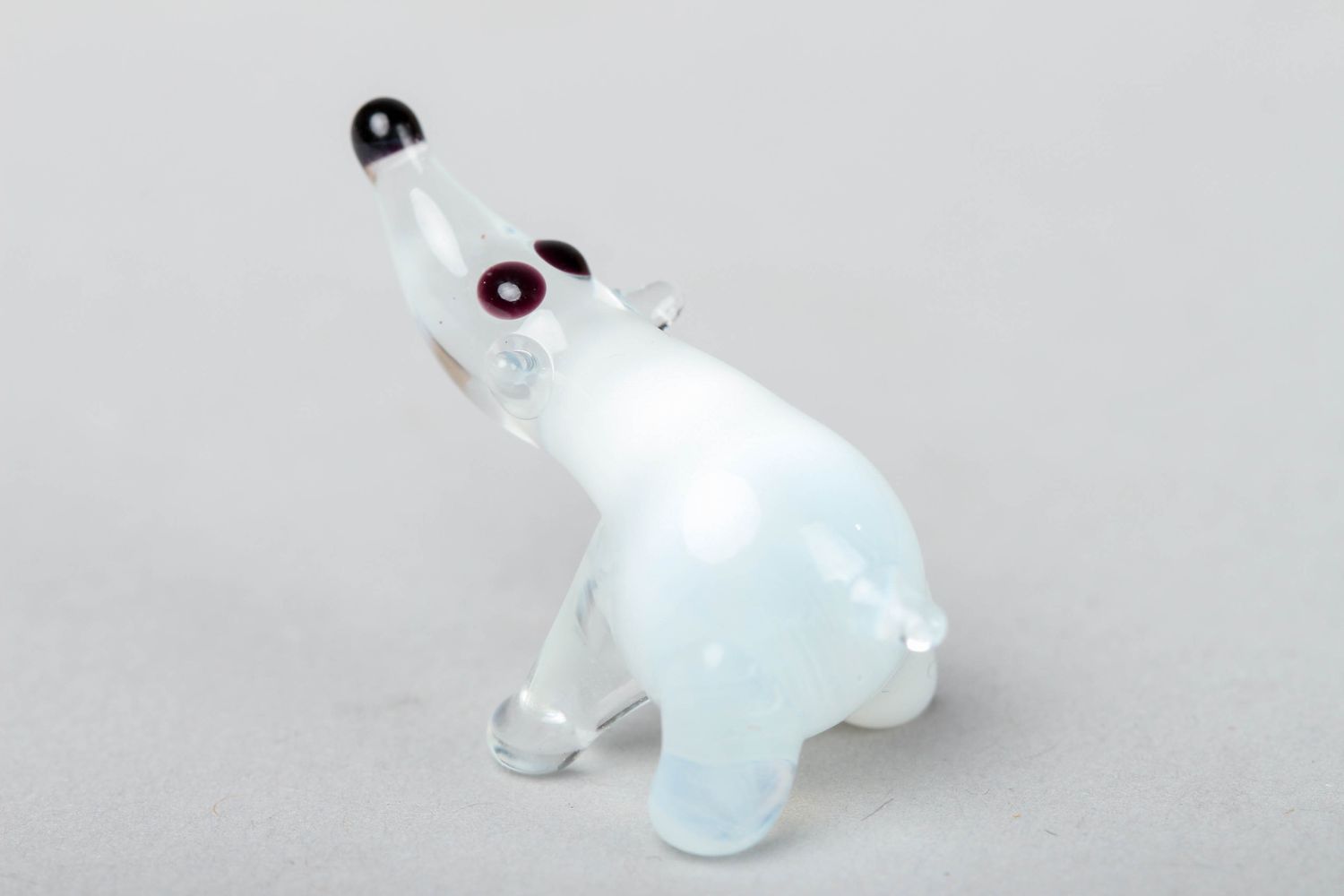 Figurine ours blanc en verre au chalumeau faite main photo 2