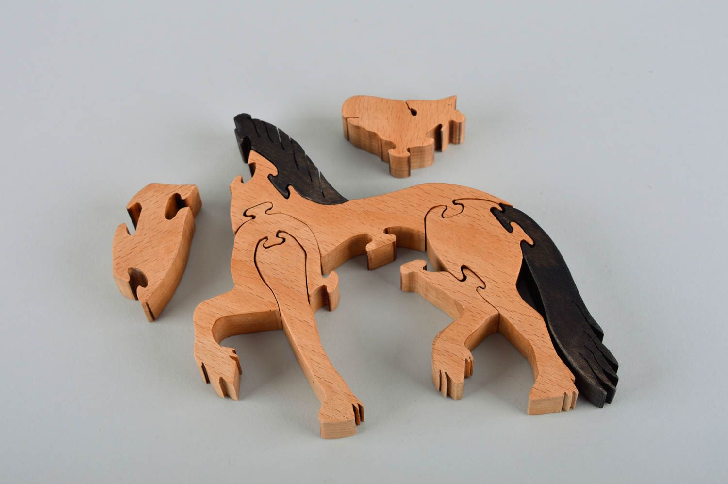 Jeu educatif enfant fait main Jeu puzzle enfant Figurines miniatures en bois photo 5