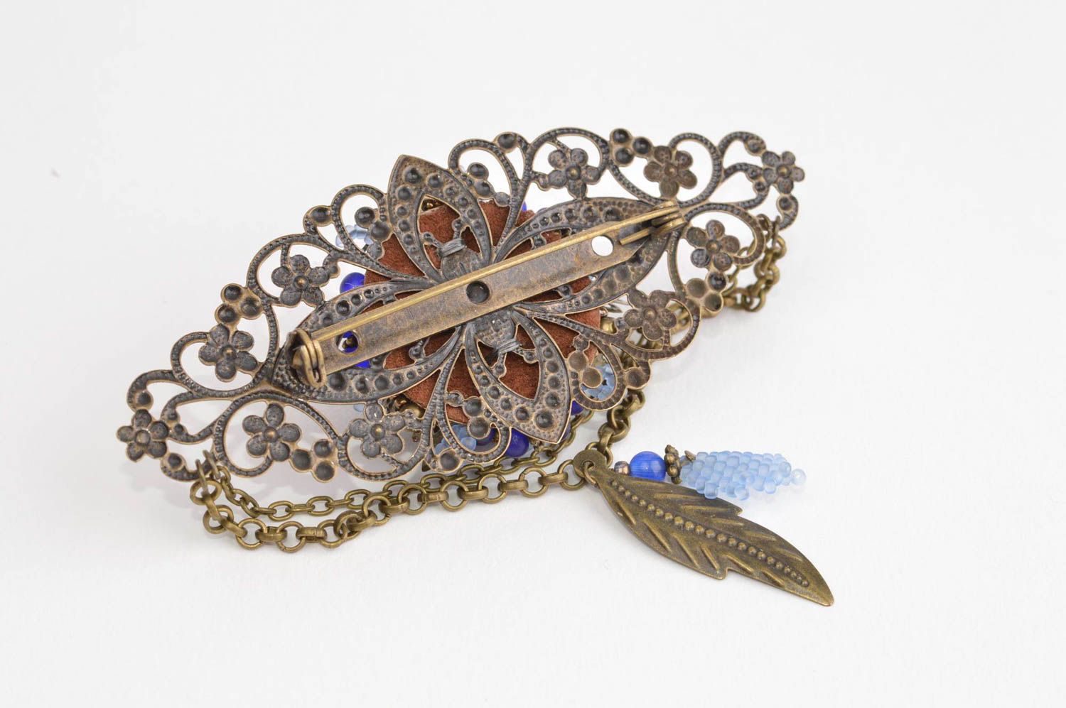 Metal brooch handmade beaded brooch vintage brooch vintage jewelry for women photo 4