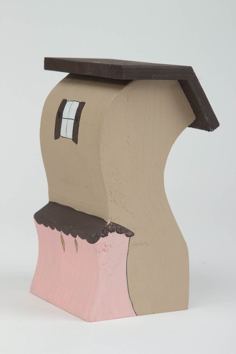 Deko Haus handgemacht Figur aus Holz schöne Dekoration Designer Geschenk bemalt foto 3