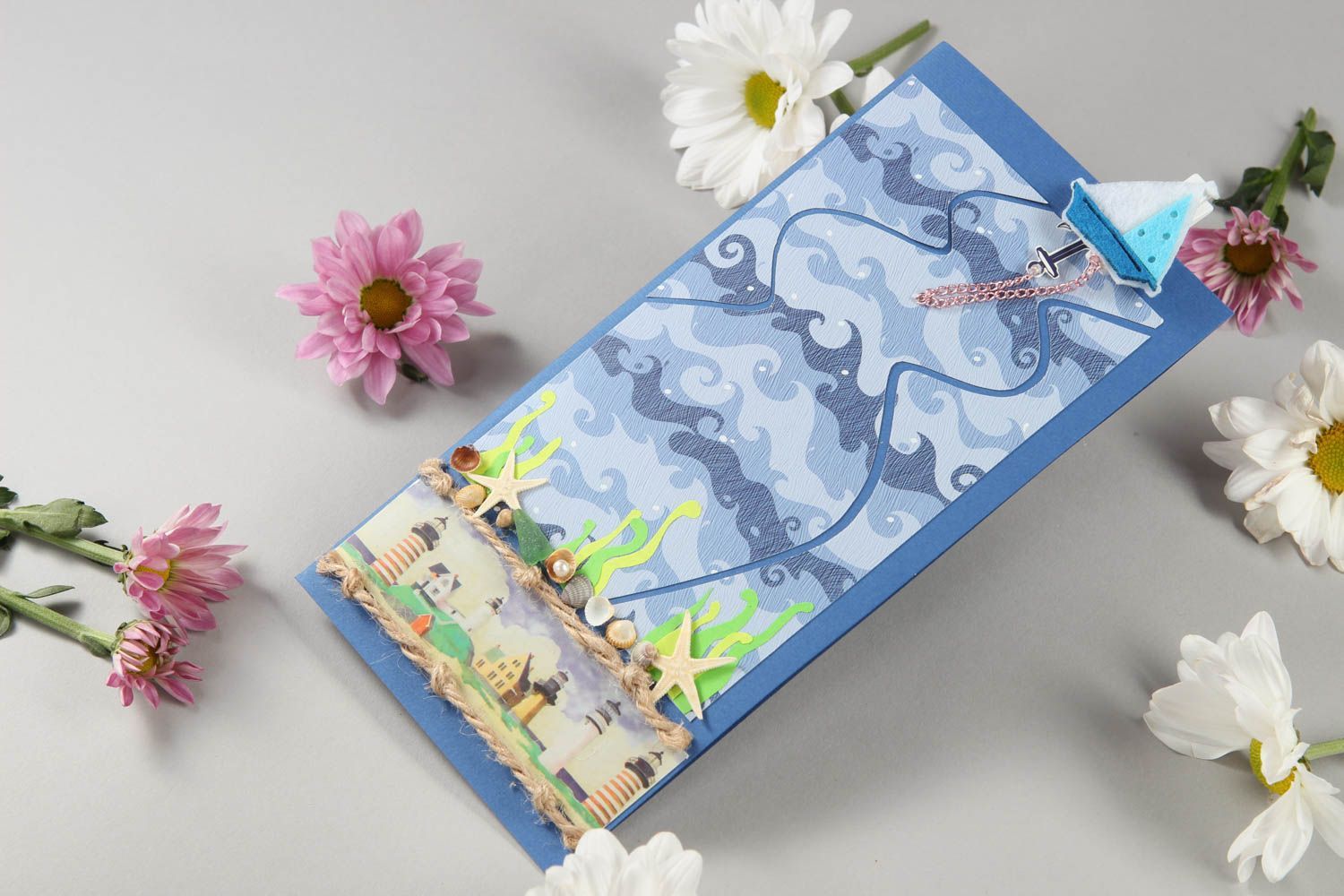 Открытка ручной работы поздравительная открытка море красивая открытка фото 1
