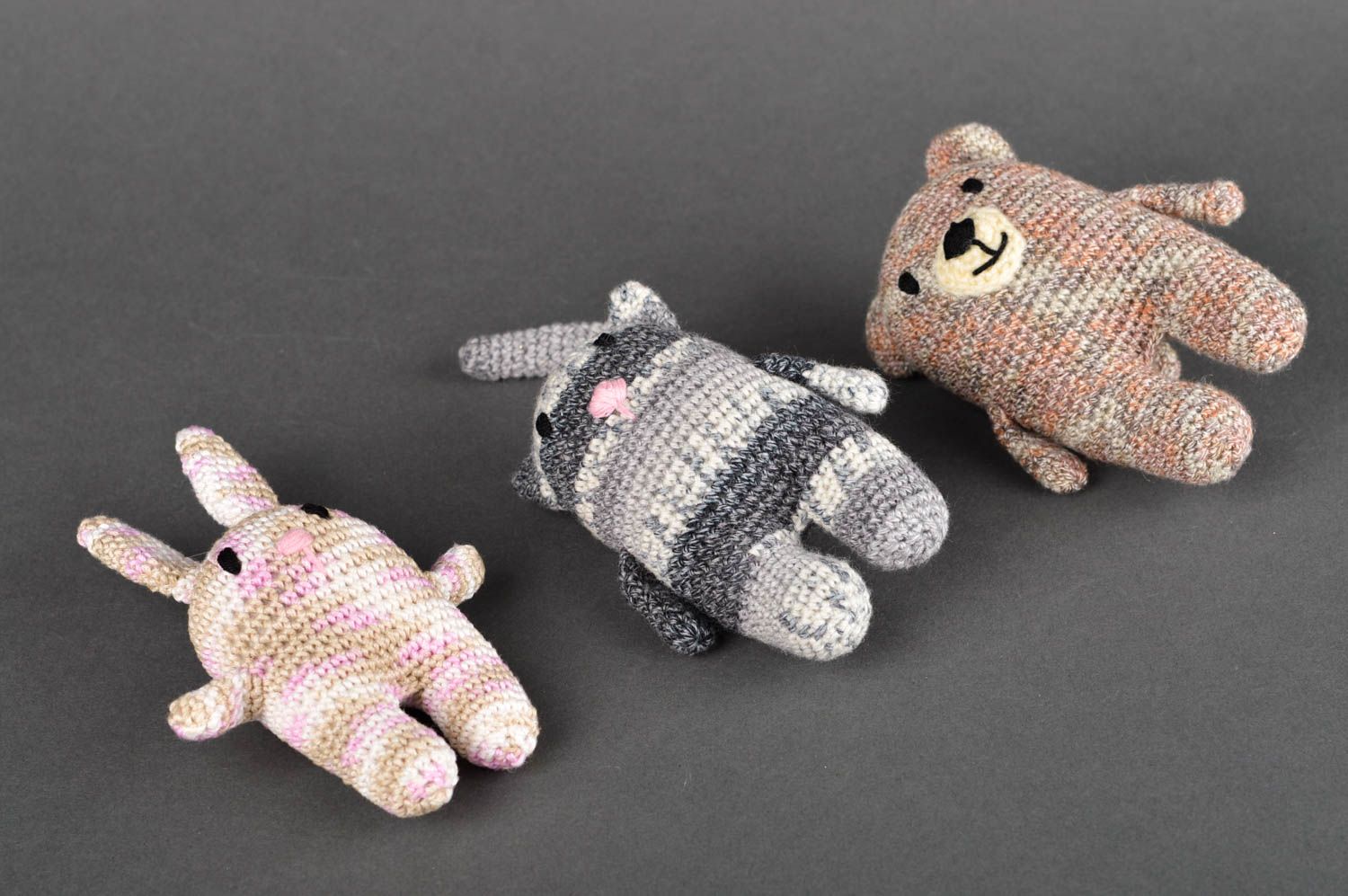 Katze Spielzeug handmade Geschenk für Kinder Hase Kuscheltier Bär Plüschtier Set foto 3
