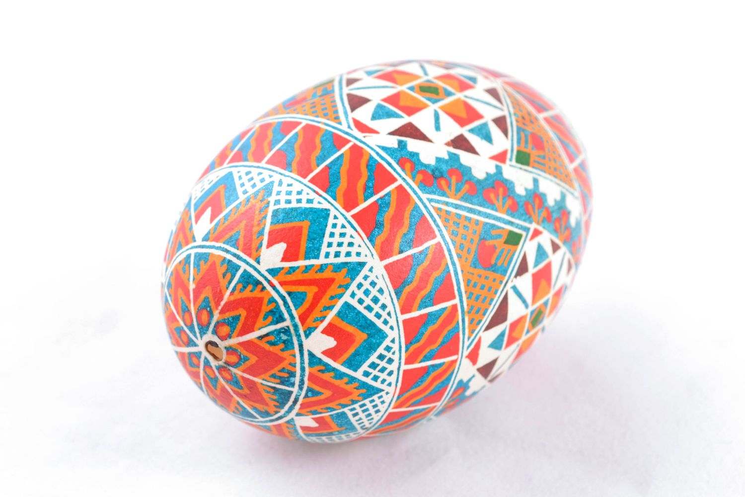 Bright handmade Easter egg with unusual pattern photo 3
