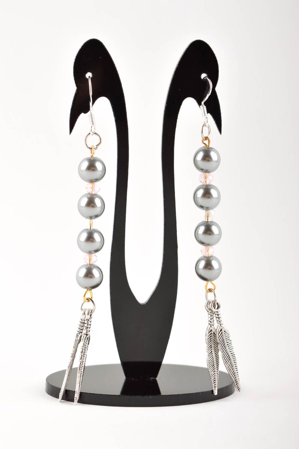 Handmade lange Ohrringe aus Kunstperlen Schmuck Ohrringe Accessoire für Frauen foto 2