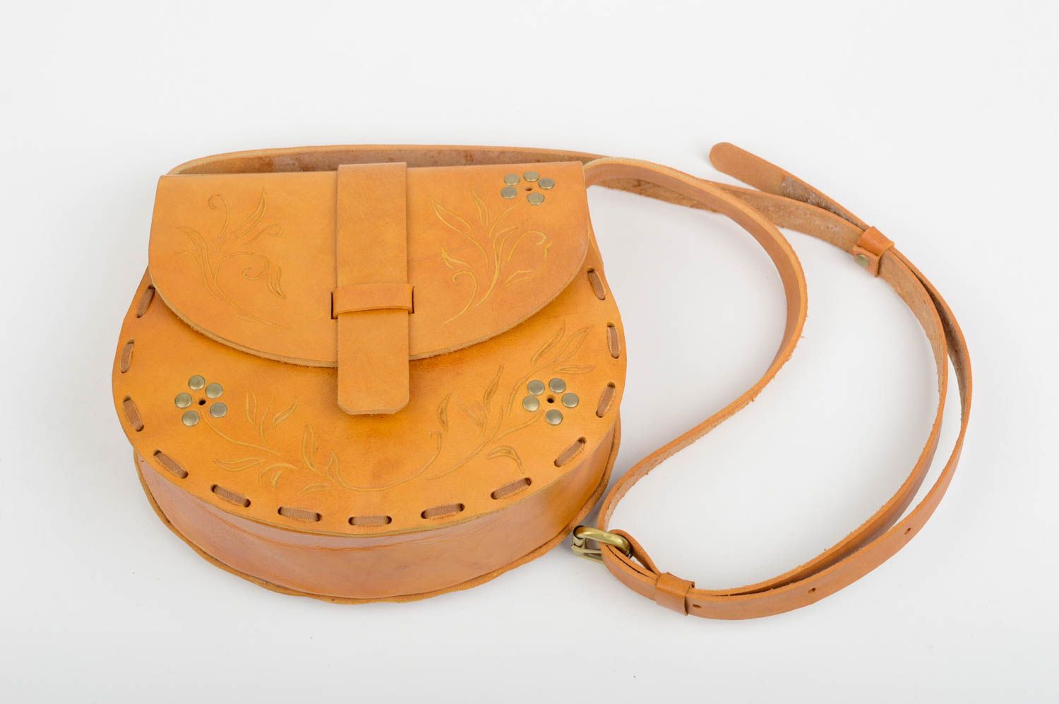 Shoulder bag handmade leather purse brown ladys bag boho style purse nice gift photo 3