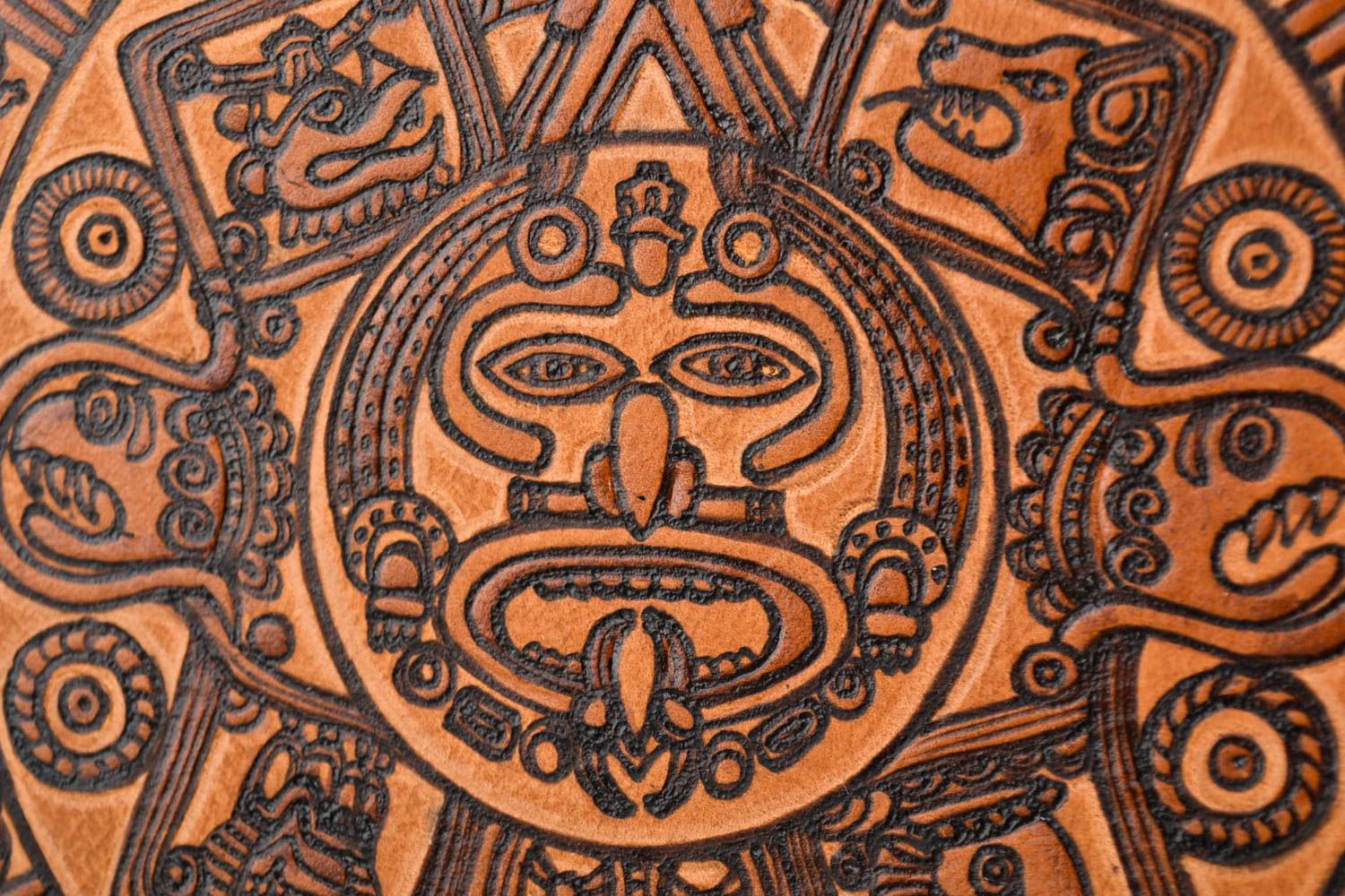 Сумка ручной работы кожаная сумка с рисунком коричневая сумка через плечо фото 5