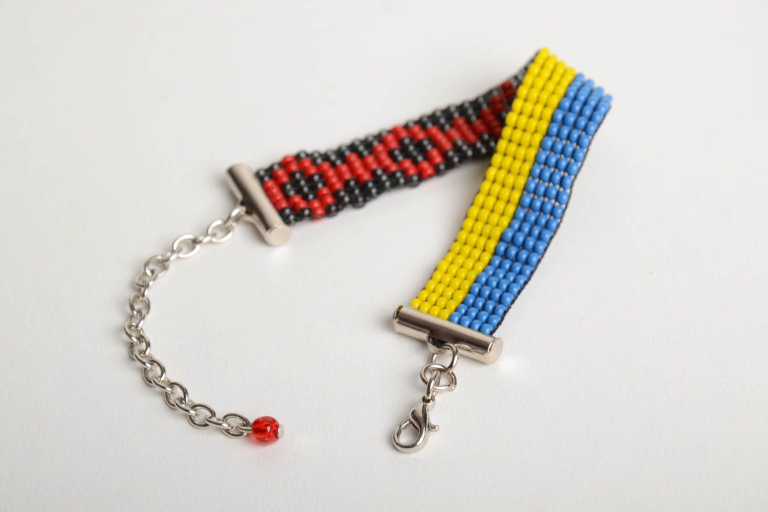 Bracelet en perles de rocaille multicolore fait main tissé design original photo 4