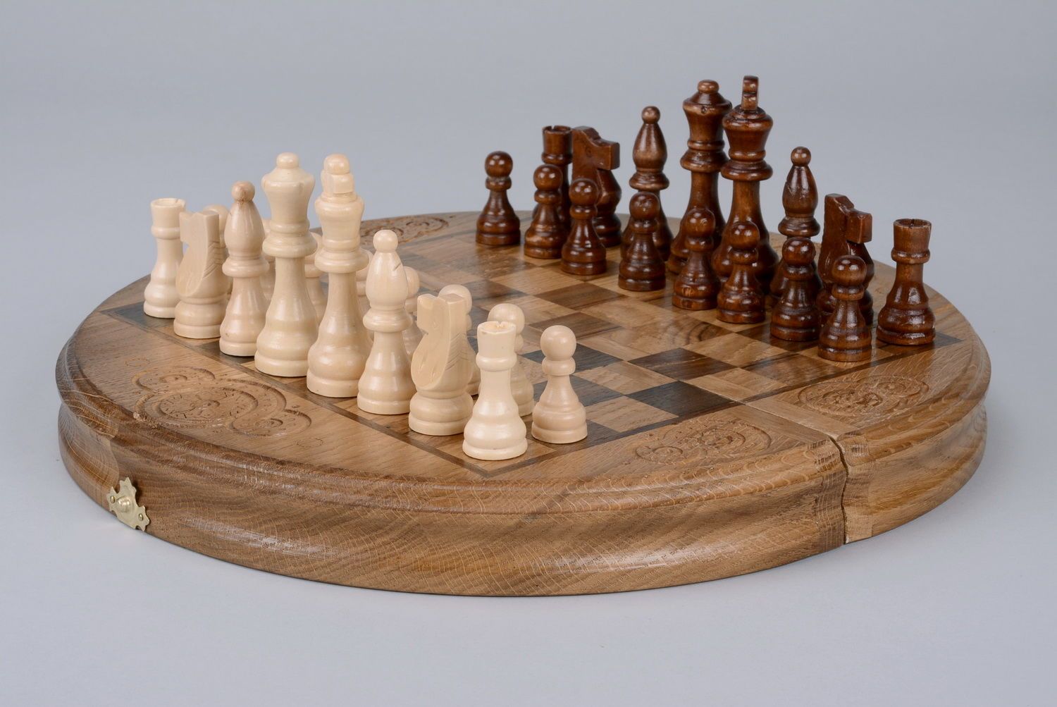 Jeu de dames et échecs en bois fait main photo 1