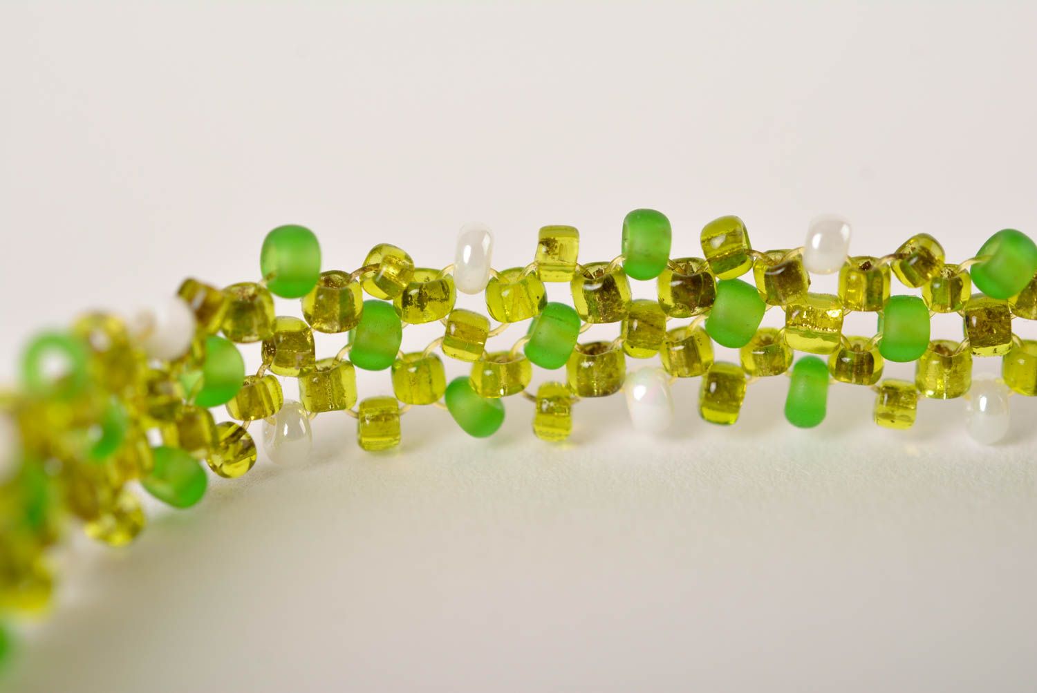 Bracelet en perles de rocaille Bijou fait main vert fin Cadeau pour ado photo 4