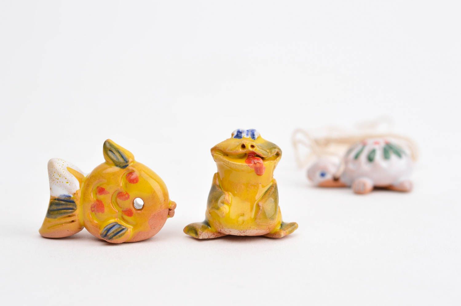 Figurines animaux Statuettes miniatures fait main 3 pcs argile Déco intérieur photo 4