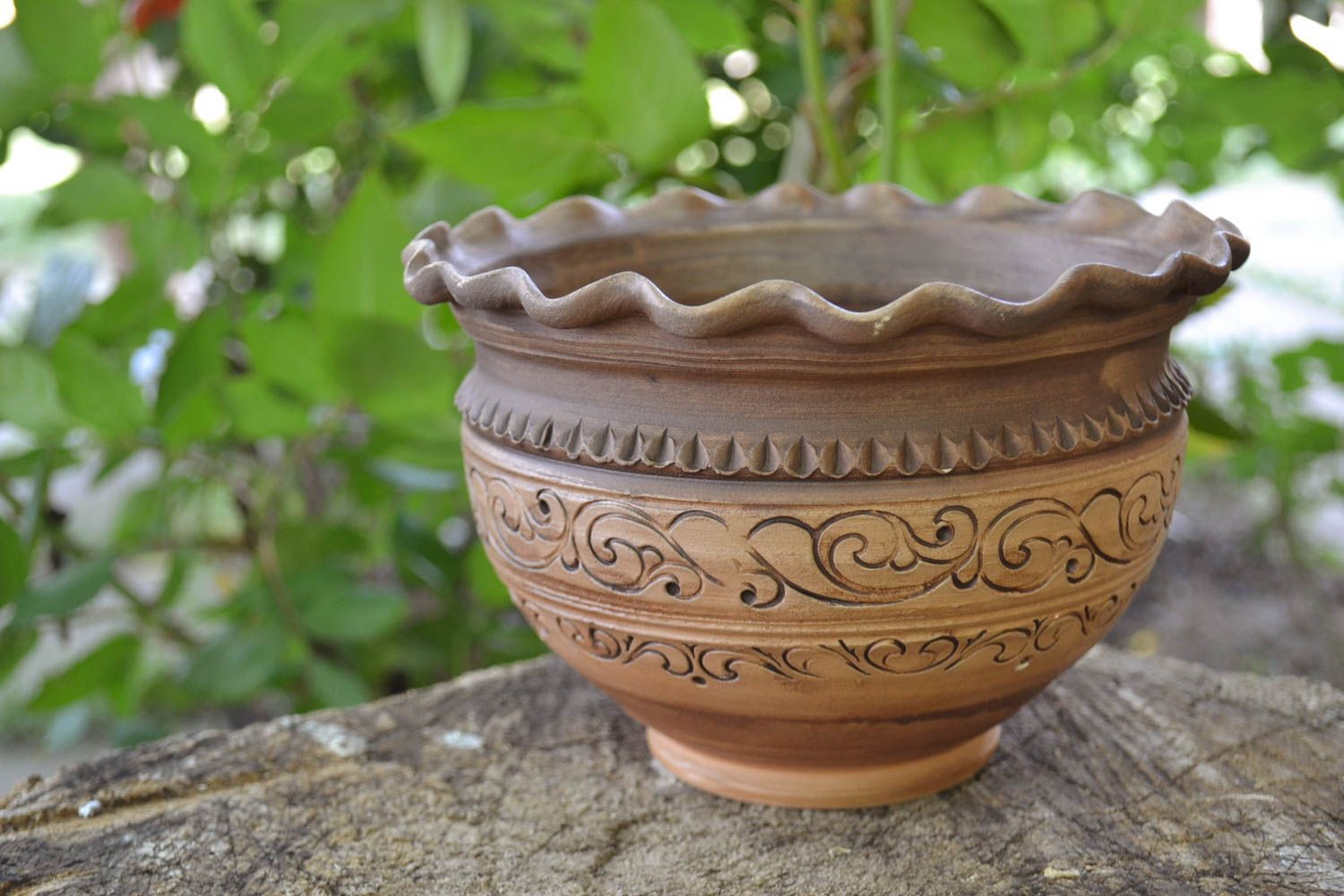Ceramic pot for baking 1000 ml large beautiful handmade kitchen pottery photo 1