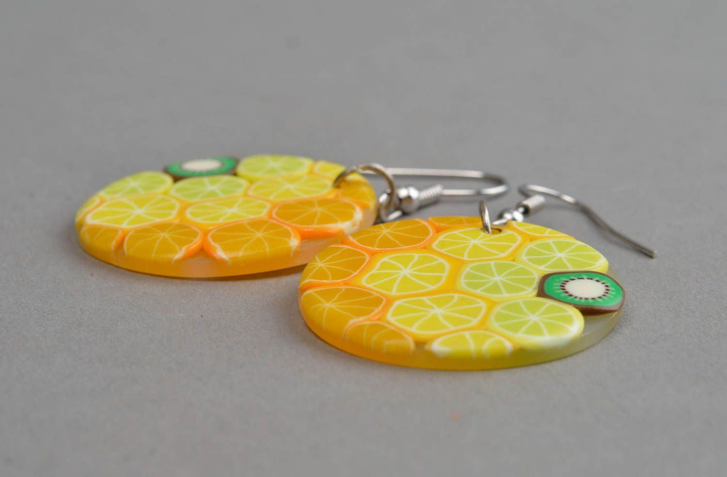 Handmade earrings plastic accessory designer polymer clay earrings with charms photo 3