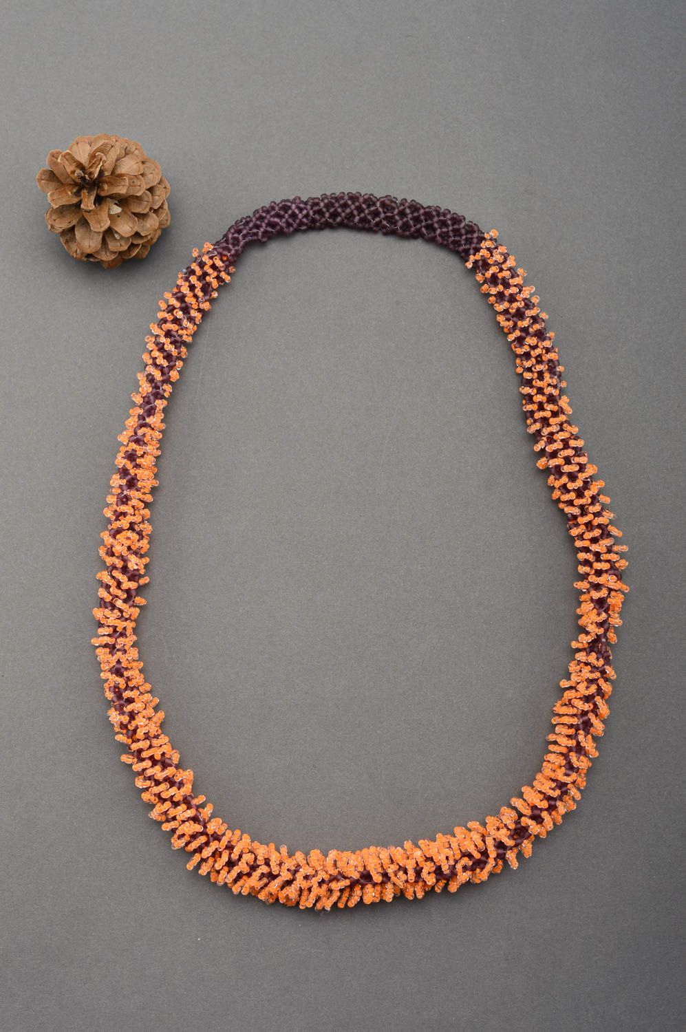 Collier en perles de rocaille Bijou fait main orange Cadeau pour femme photo 1