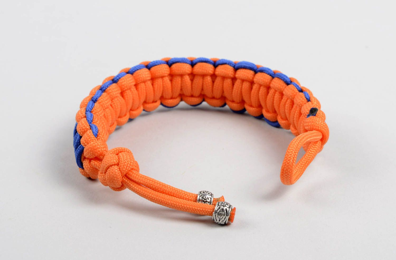 Bracelet paracorde Bijou fait main orange bleu Accessoire femme homme textile photo 3