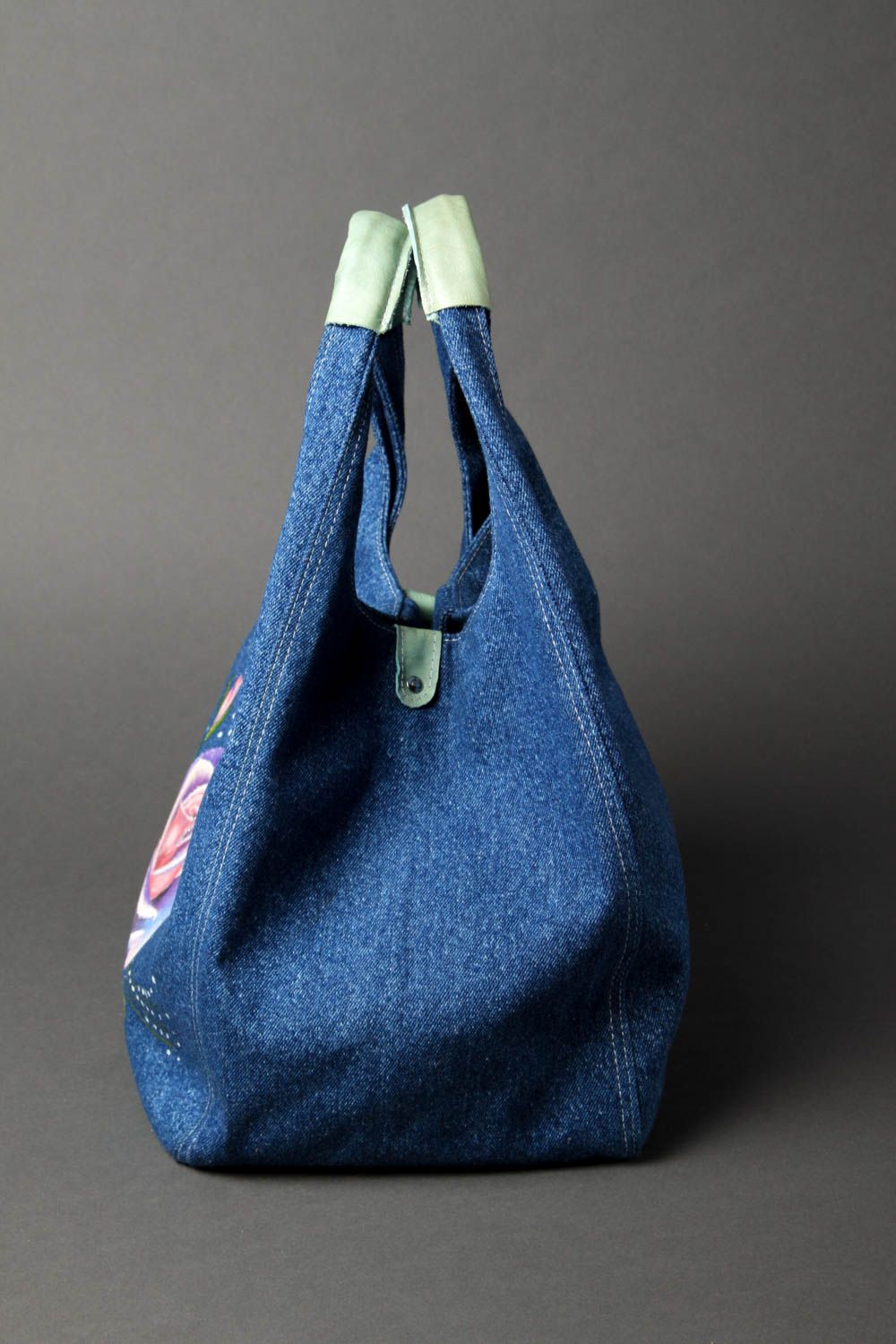 Сумка ручной работы женская сумка авторская тканевая сумка из джинсовой ткани фото 2