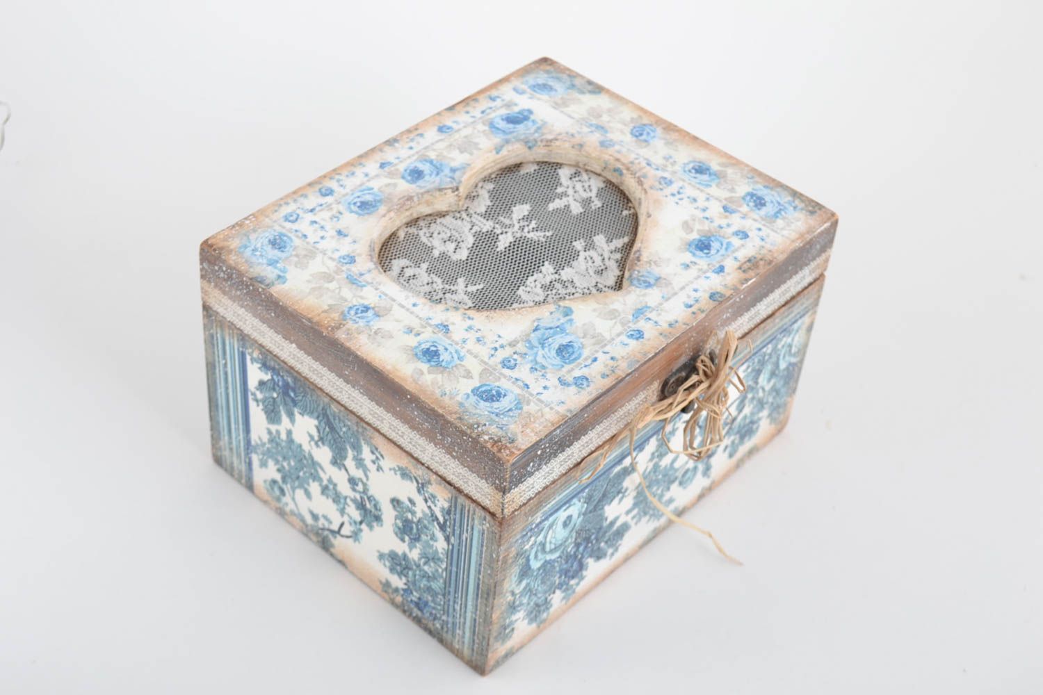 Caja de madera hecha a mano de decoupage regalo para mujer joyero original   foto 5