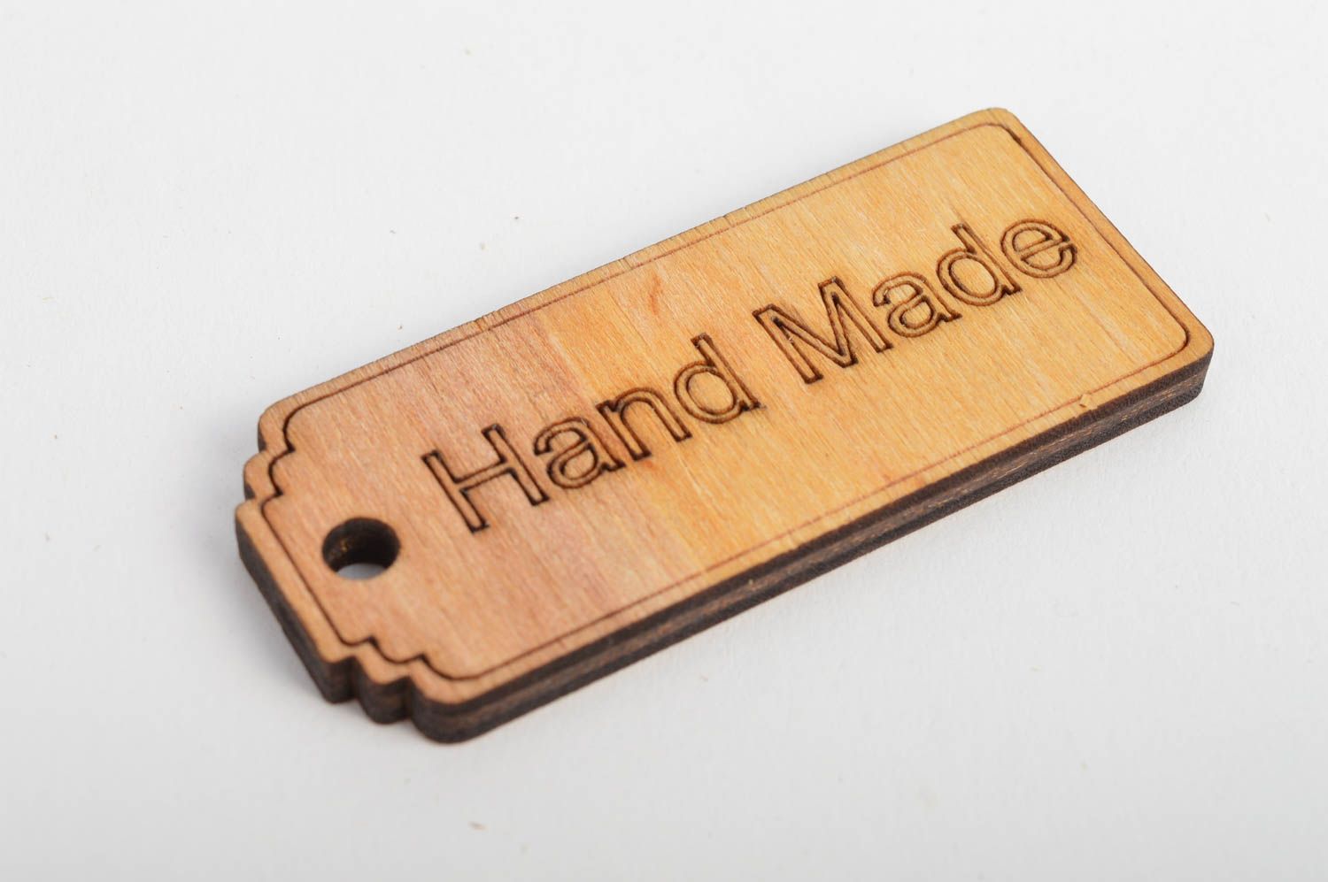 Étiquette en bois brut fait main avec inscription Hand Made pour décor   photo 3