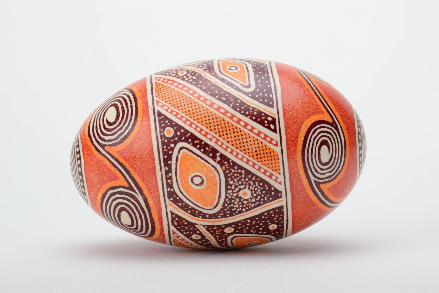 Huevo de Pascua de ganso hecho a mano encerado anaranjado artesanal foto 3