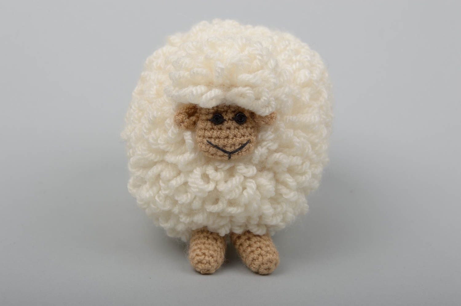 Jouet fait main Peluche mouton Jouet enfant petit tricoté fils acryliques photo 2