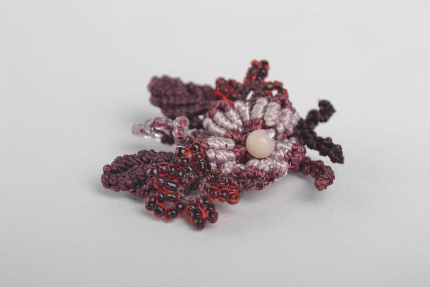 Handmade textile brooch cute gift for her unusual accessory made of beads photo 3